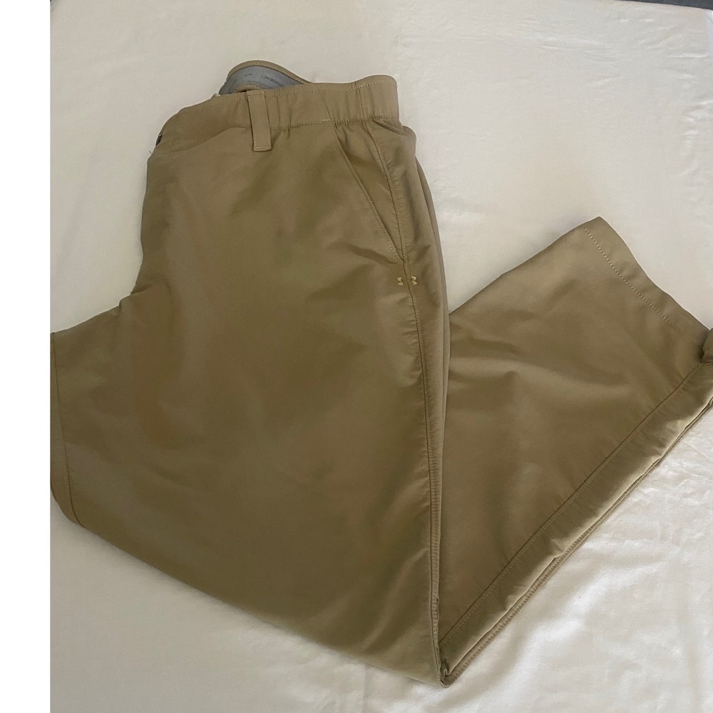 Under Armour Mens Loose Fit Golf Pants Khaki Tan 40/30 Performance Trousers